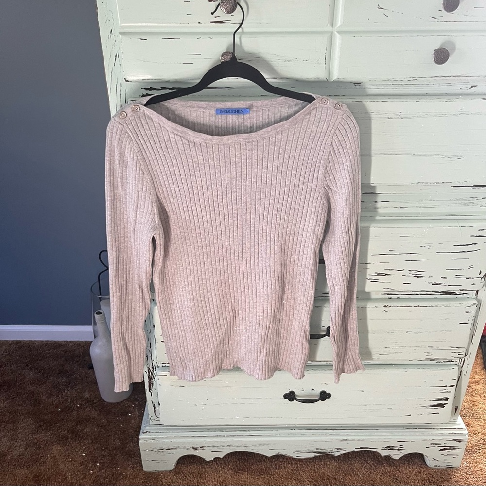 J. McLaughlin Gray Ribbed Knit Top. Womens size XL.